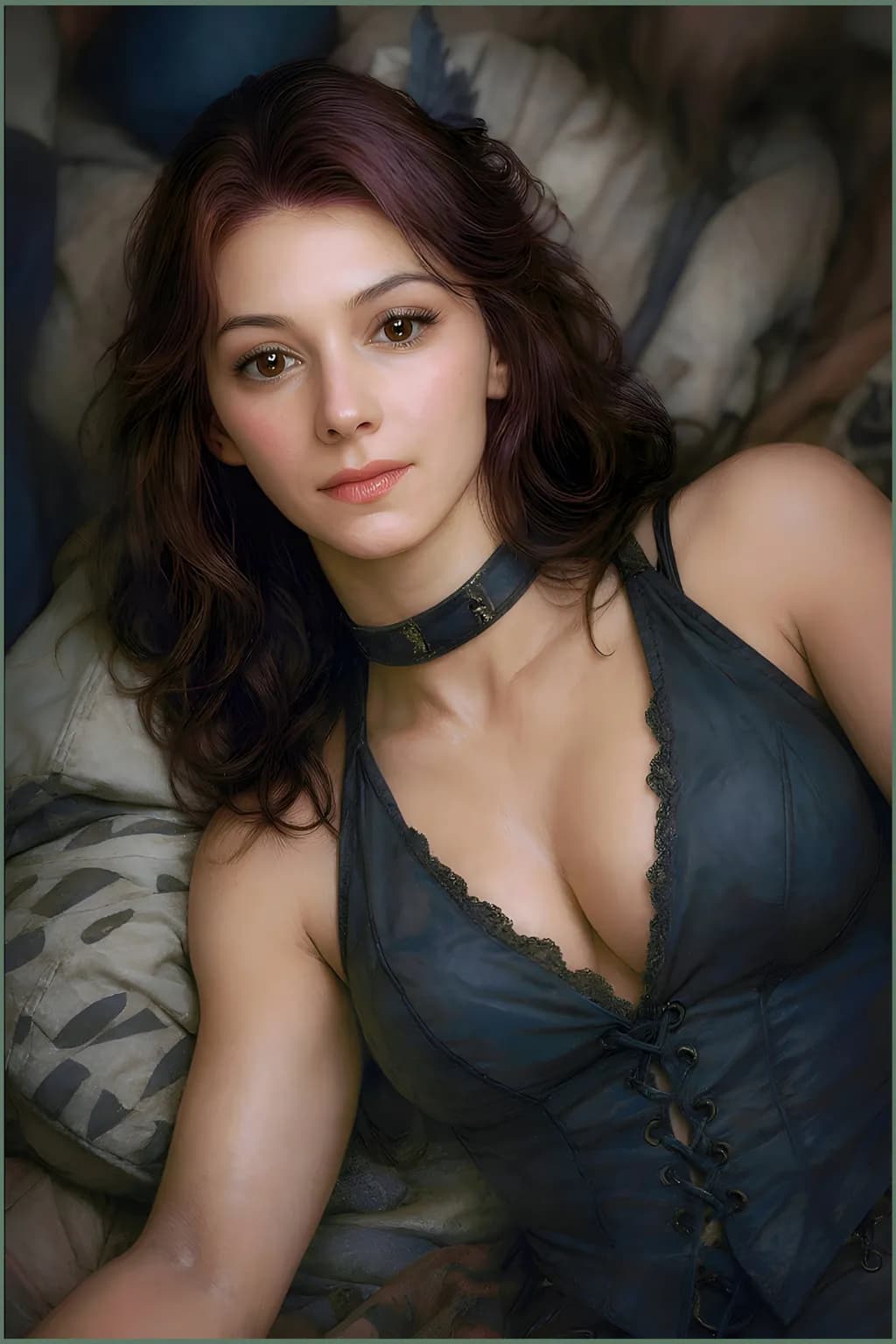 Elegant Portrait of Beauty: A Soft Expression in Stylish Attire