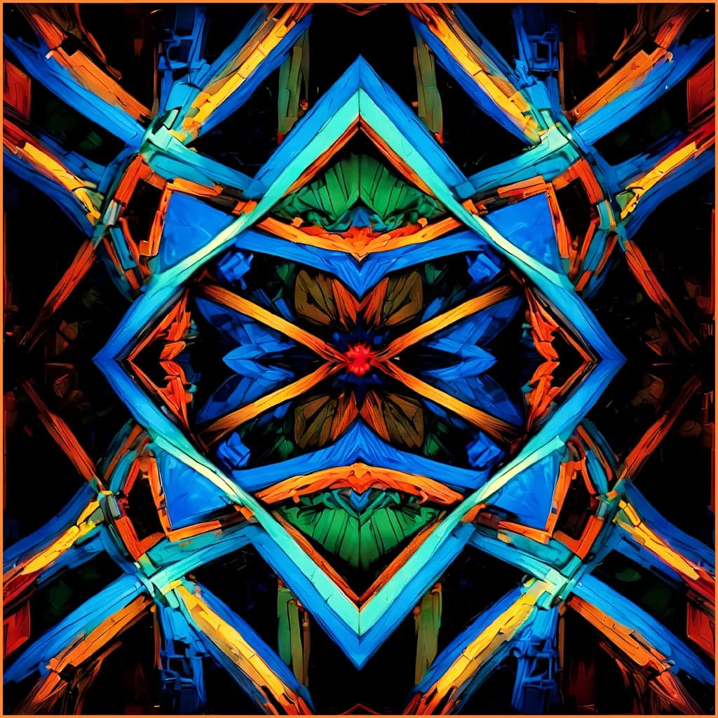 Vibrant Geometric Symphony: A Colorful Abstract Journey Through Symmetry and Form