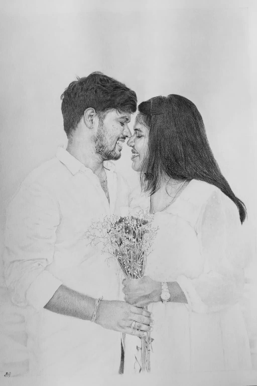 Eternal Embrace: A Romantic Pencil Portrait of Love and Connection