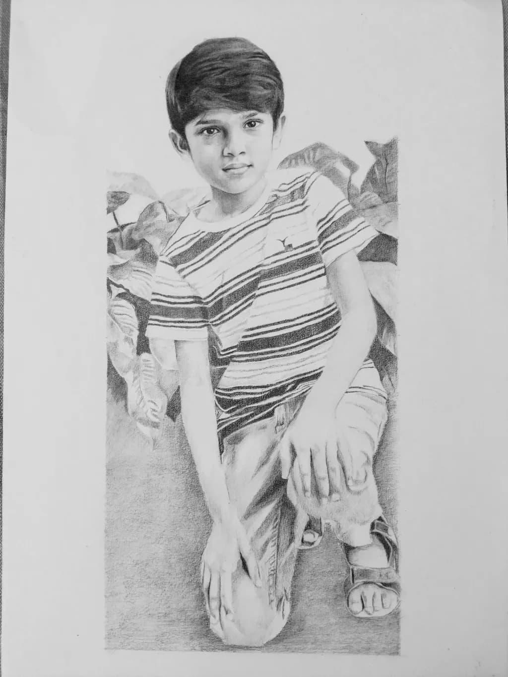 Whispers of Innocence: A Charcoal Portrait of Childhood Wonder