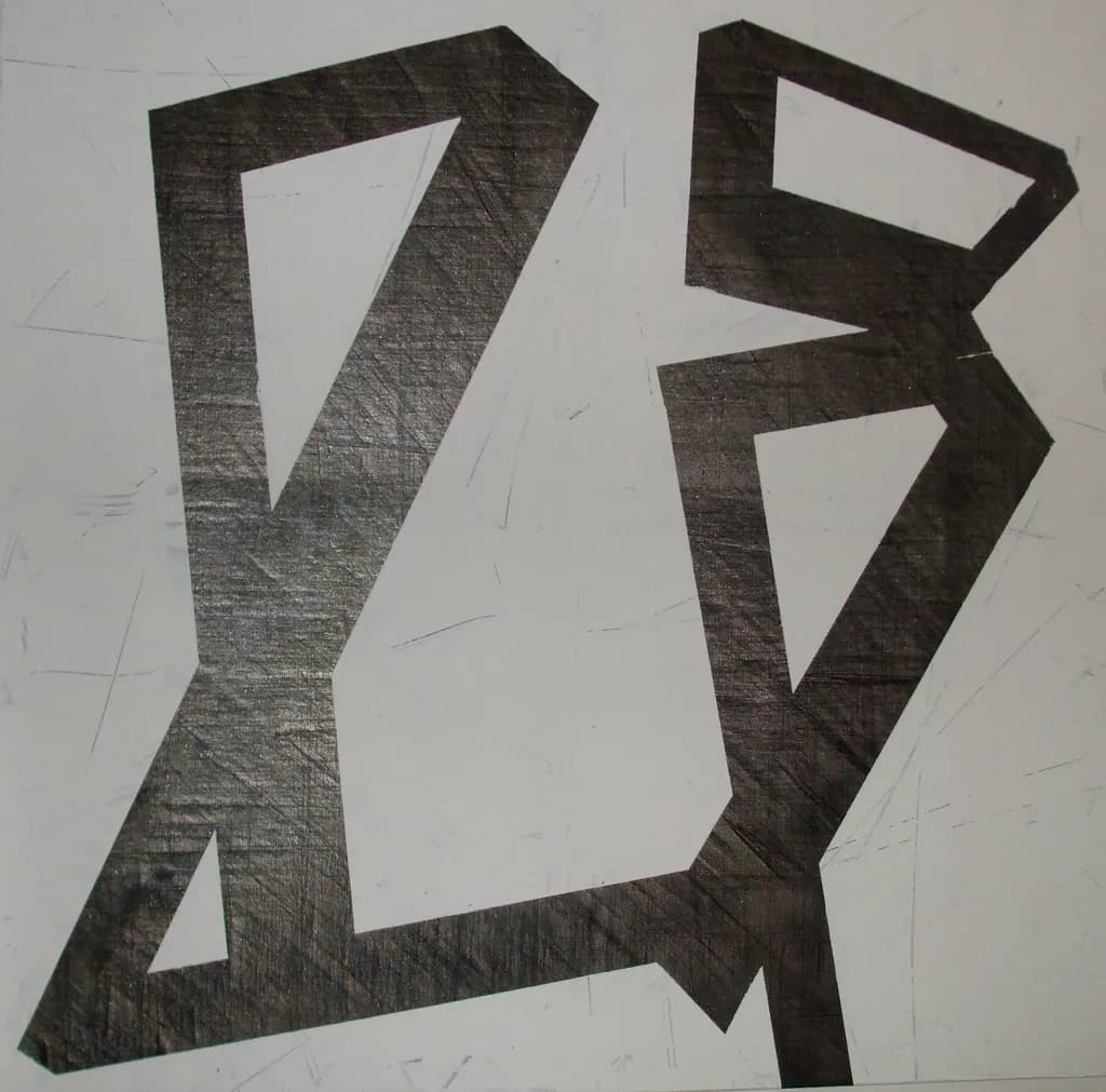 Dynamic Geometric Dance: A Bold Exploration of Form and Shadow in Black and White