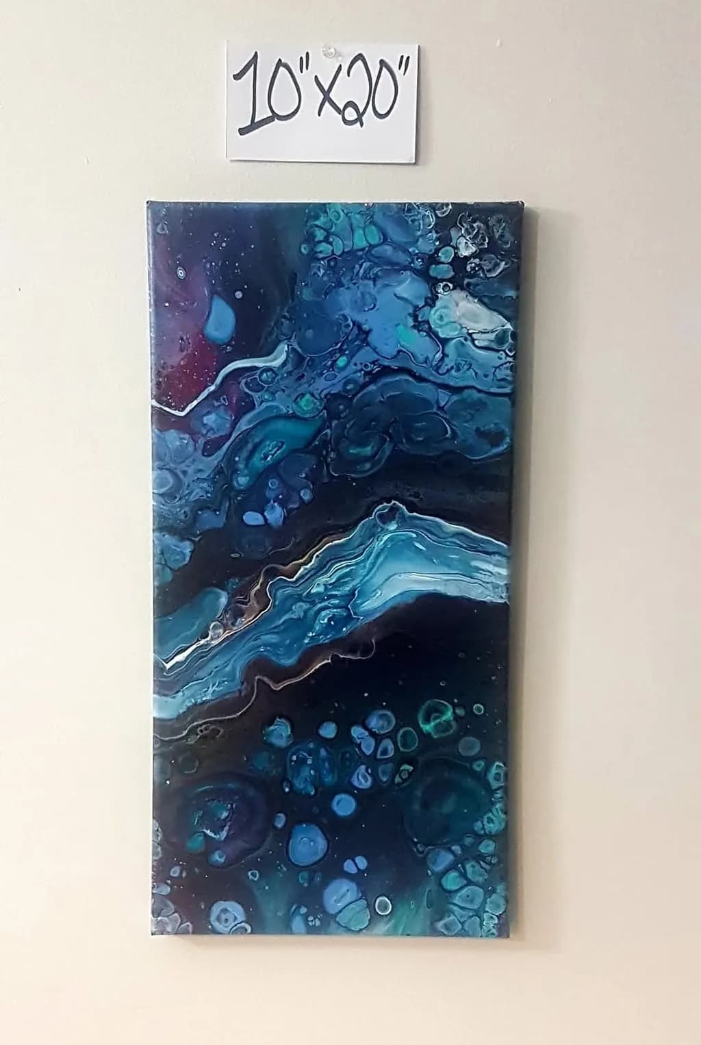 Celestial Waves: A Deep Dive into Cosmic Blues (10"x20" Abstract Art)