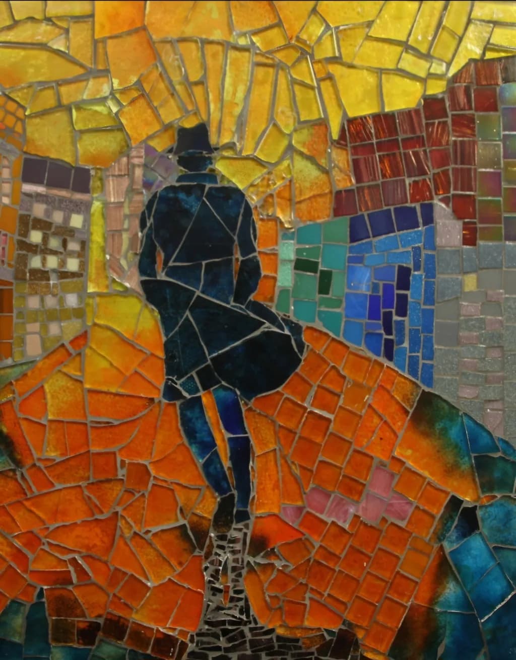 Mosaic Journey: A Silhouette in Vibrant Colors