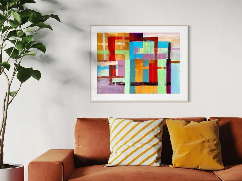 Vibrant Harmony: A Colorful Abstract Journey Through Geometric Shapes and Textures