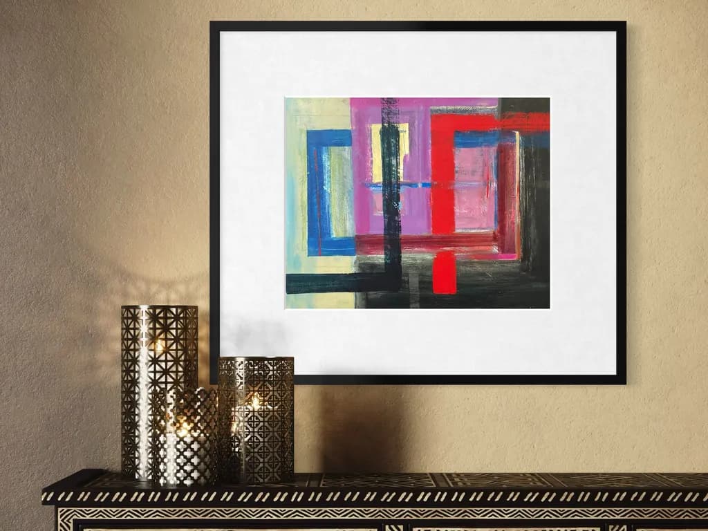 Vibrant Geometric Harmony: A Dance of Color and Form in Abstract Art