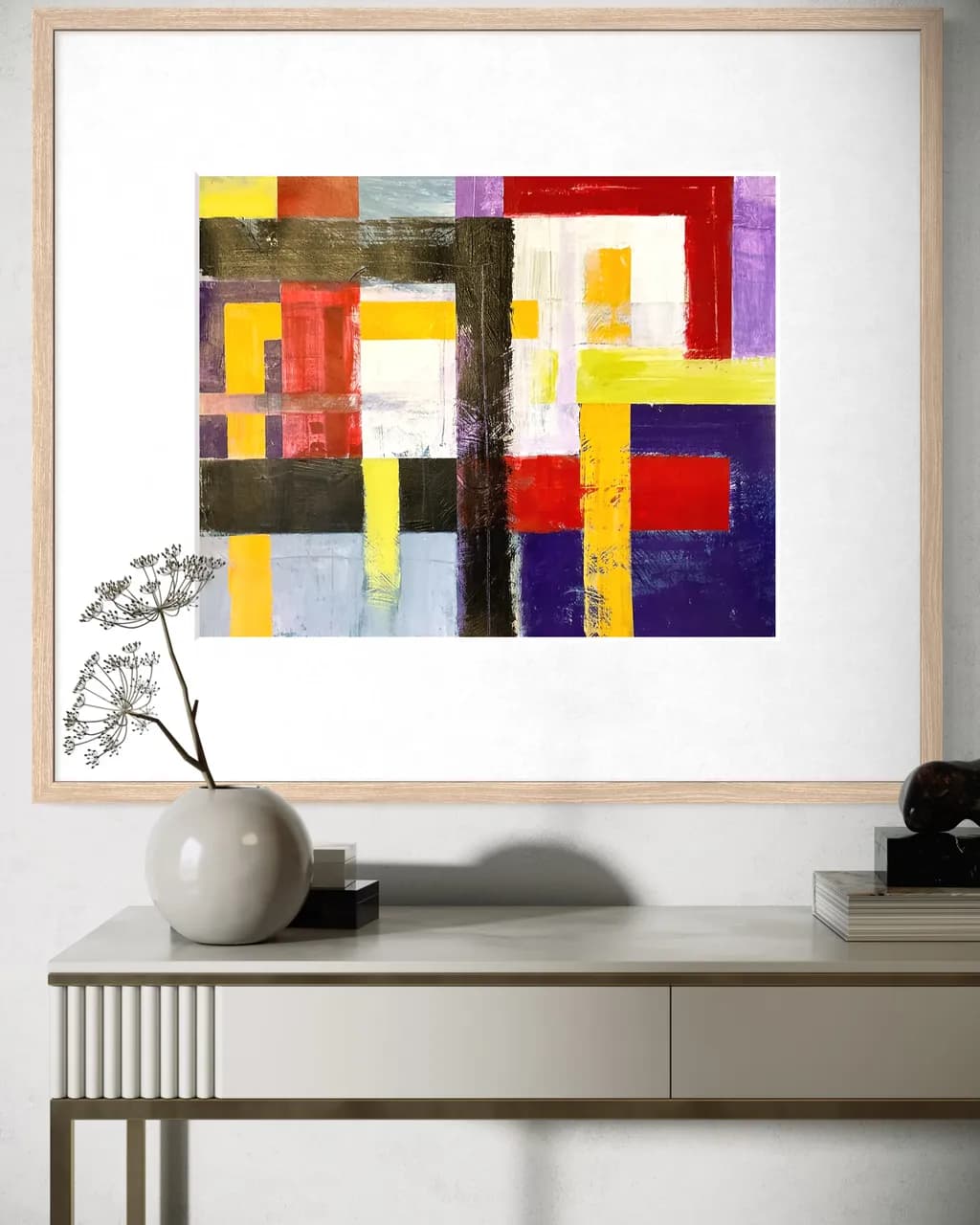 Vibrant Geometric Harmony: A Modern Abstract Artwork for Contemporary Spaces