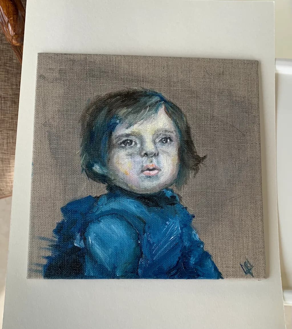 Whispers of Innocence: A Portrait in Blue Hues