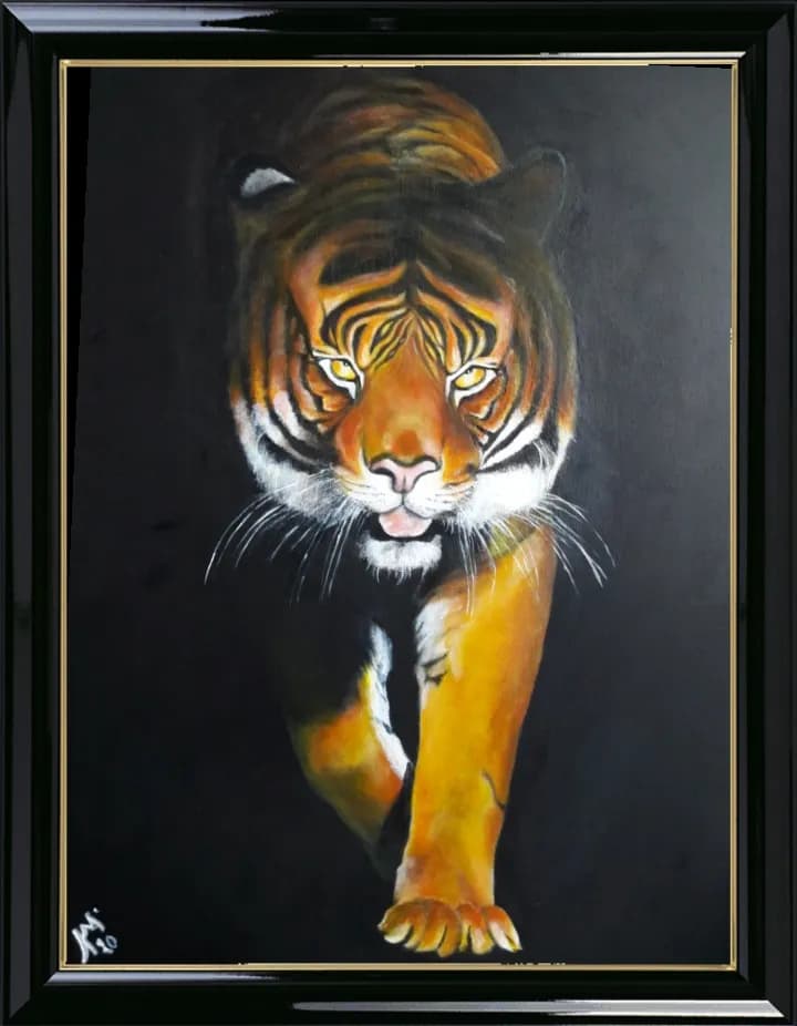 Majestic Stride: The Fierce Elegance of a Tiger in Motion