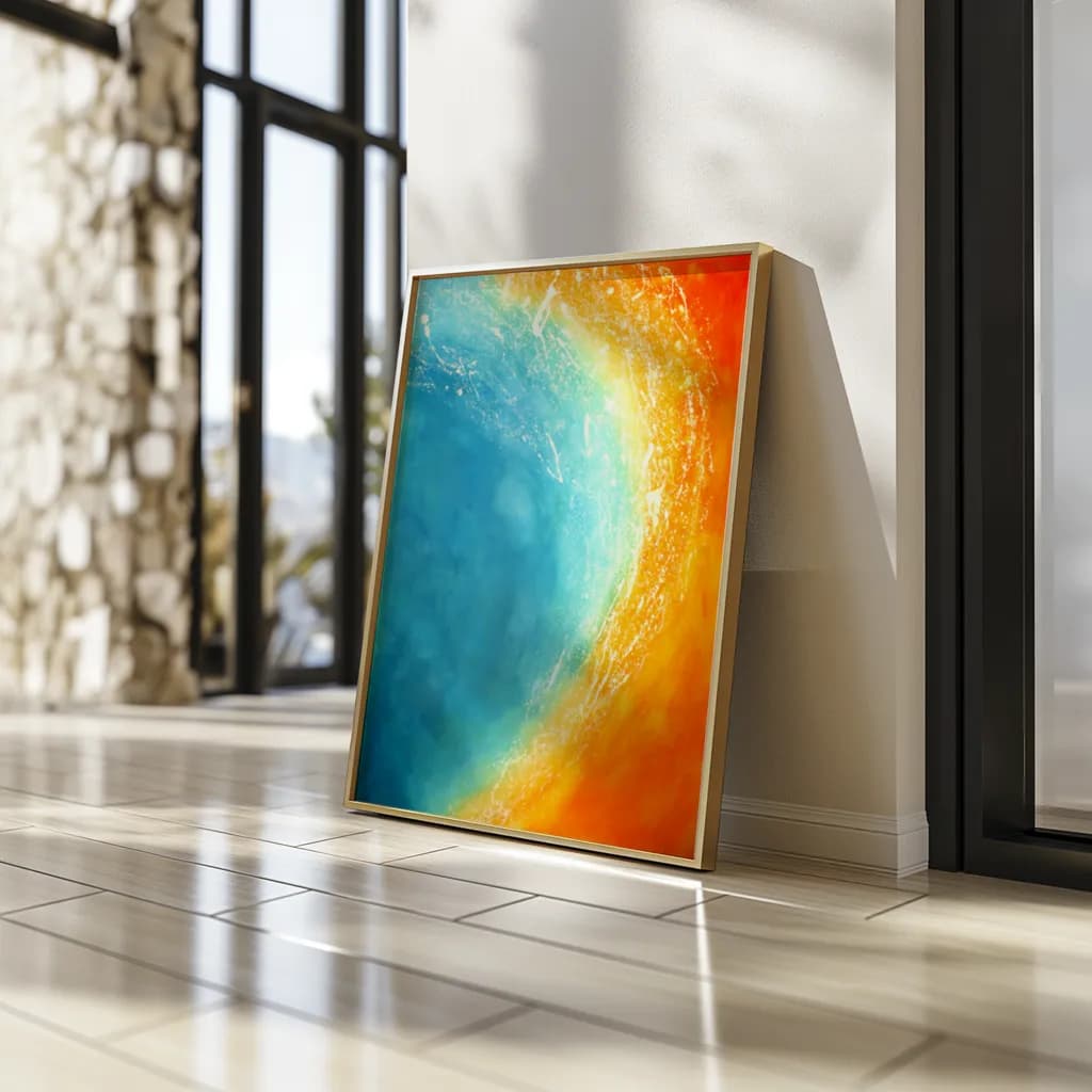 Vibrant Horizon: A Dance of Blue and Orange in Abstract Art