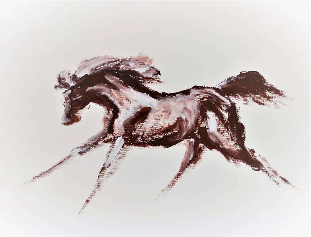 Ethereal Gallop: An Abstract Journey of Movement and Grace in Brown Tones