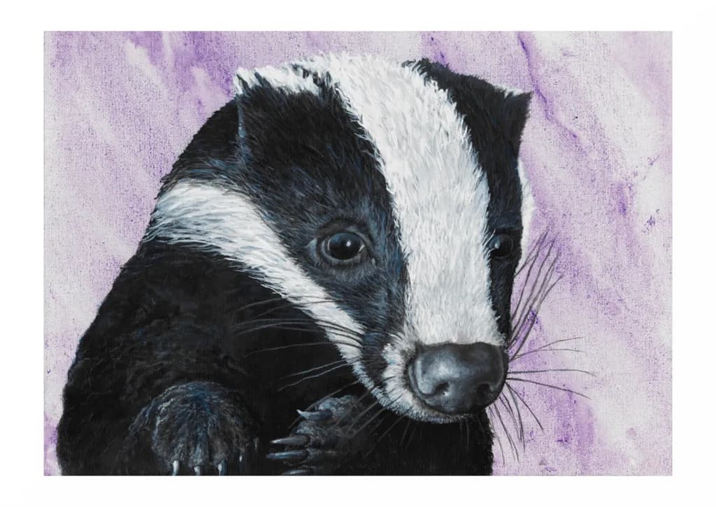 Whiskered Wonder: A Portrait of the Badger in Soft Hues