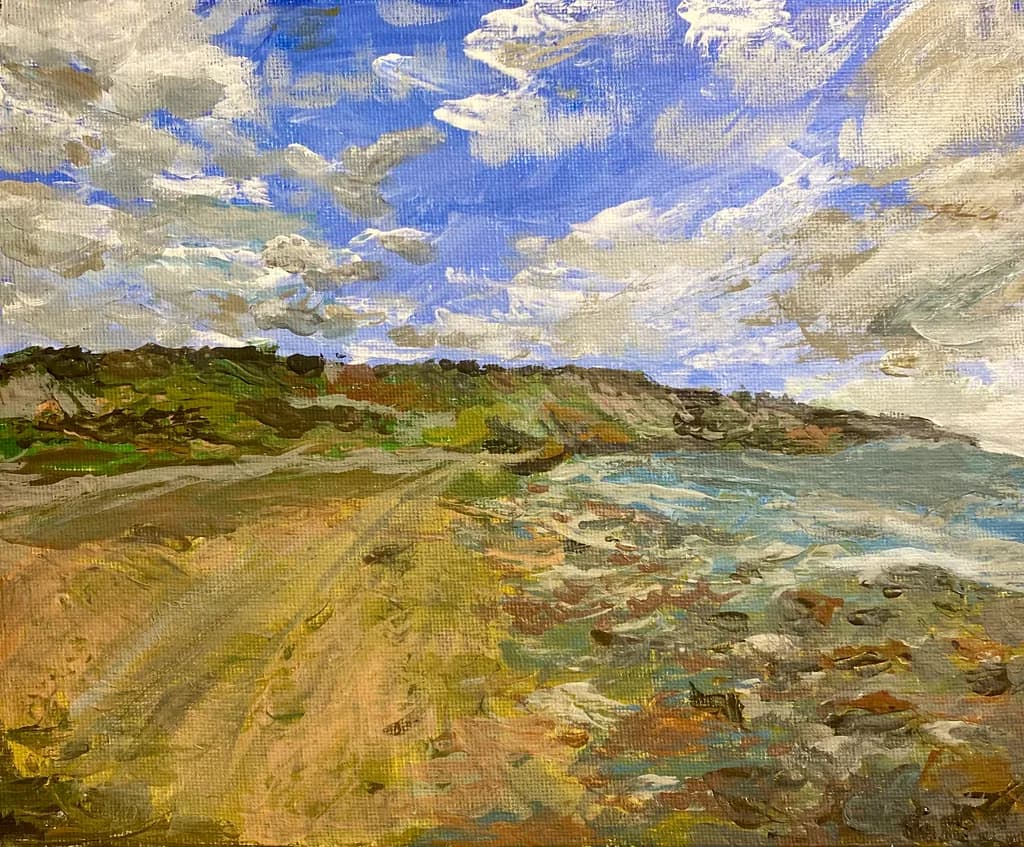 Serene Coastal Pathway: A Journey Through Nature's Palette