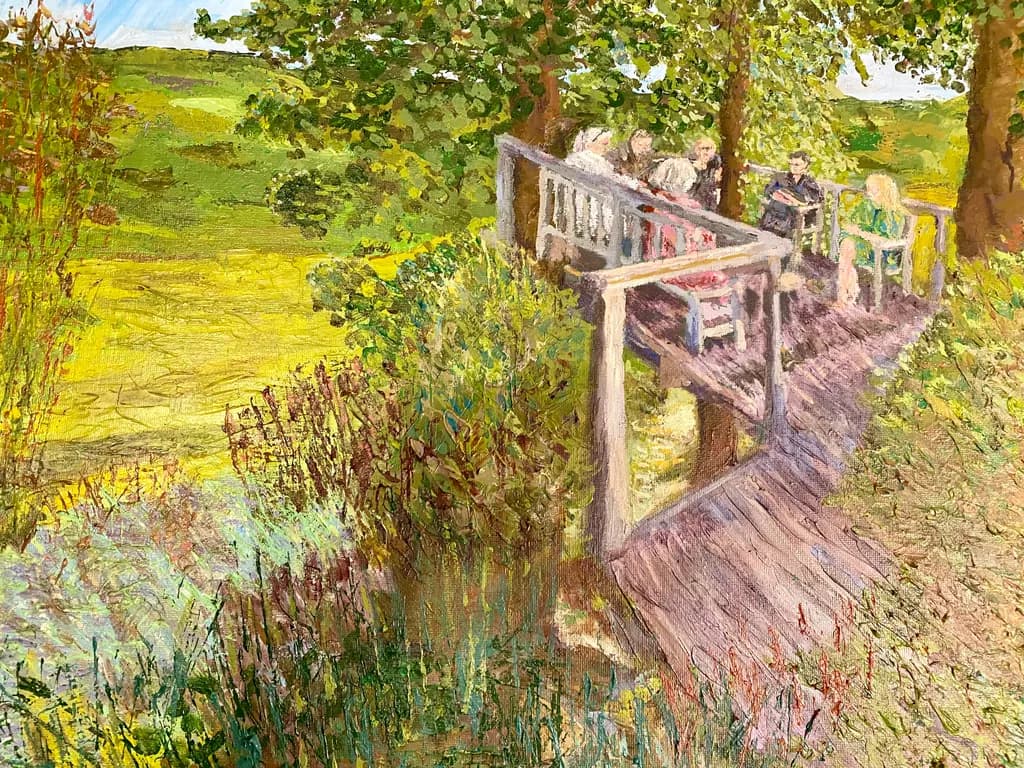 Serenity in Nature: A Gathering on the Deck Amidst Lush Landscapes