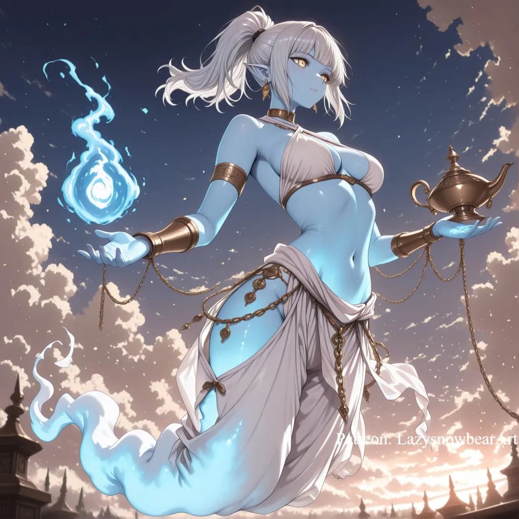 Mystical Essence: The Enchanting Blue Genie of Dreams