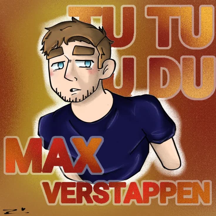 Dynamic Expression: Max Verstappen in Cartoon Form