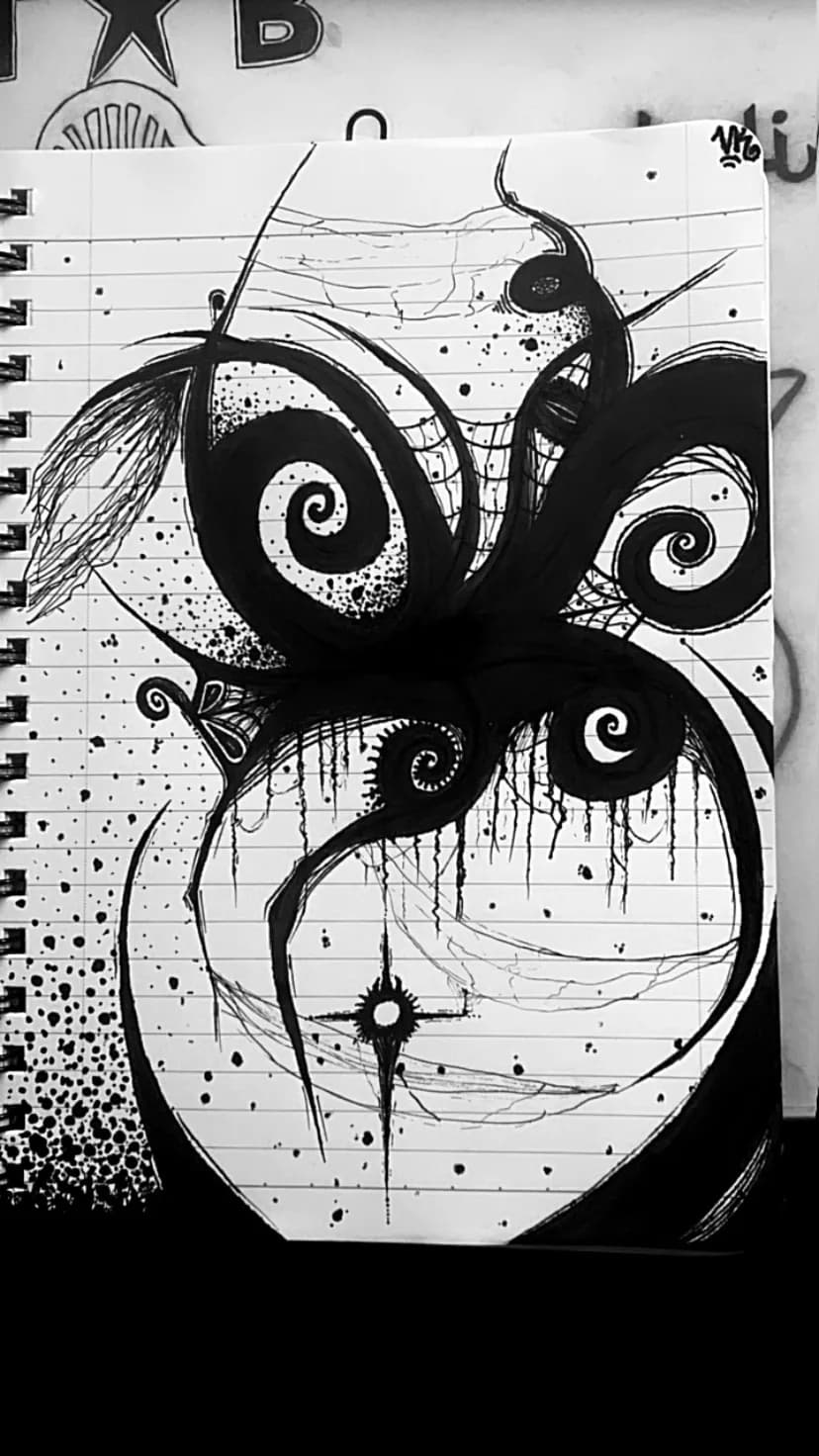 Whispers of Chaos: A Dance of Spirals and Shadows in Ink