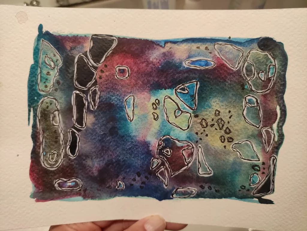 Celestial Fragments: A Watercolor Journey Through Color and Form