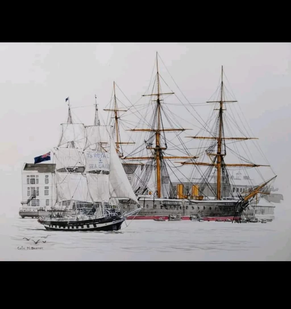 Nautical Harmony: A Serene Encounter of Historic Ships on Tranquil Waters