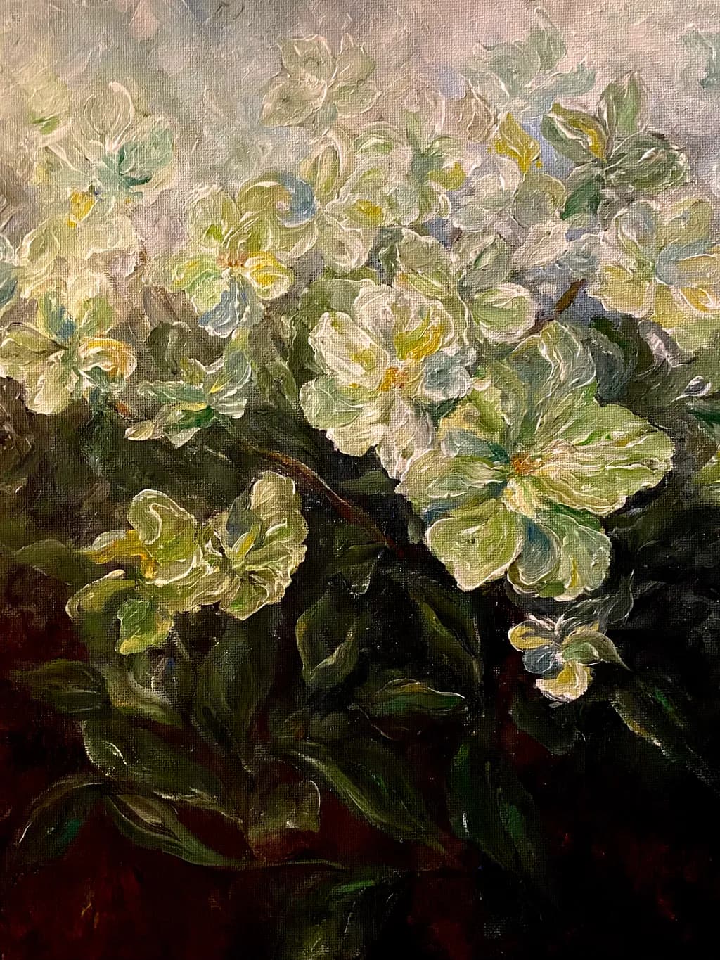Whispers of Spring: A Lush Floral Symphony in Soft Greens and Creams