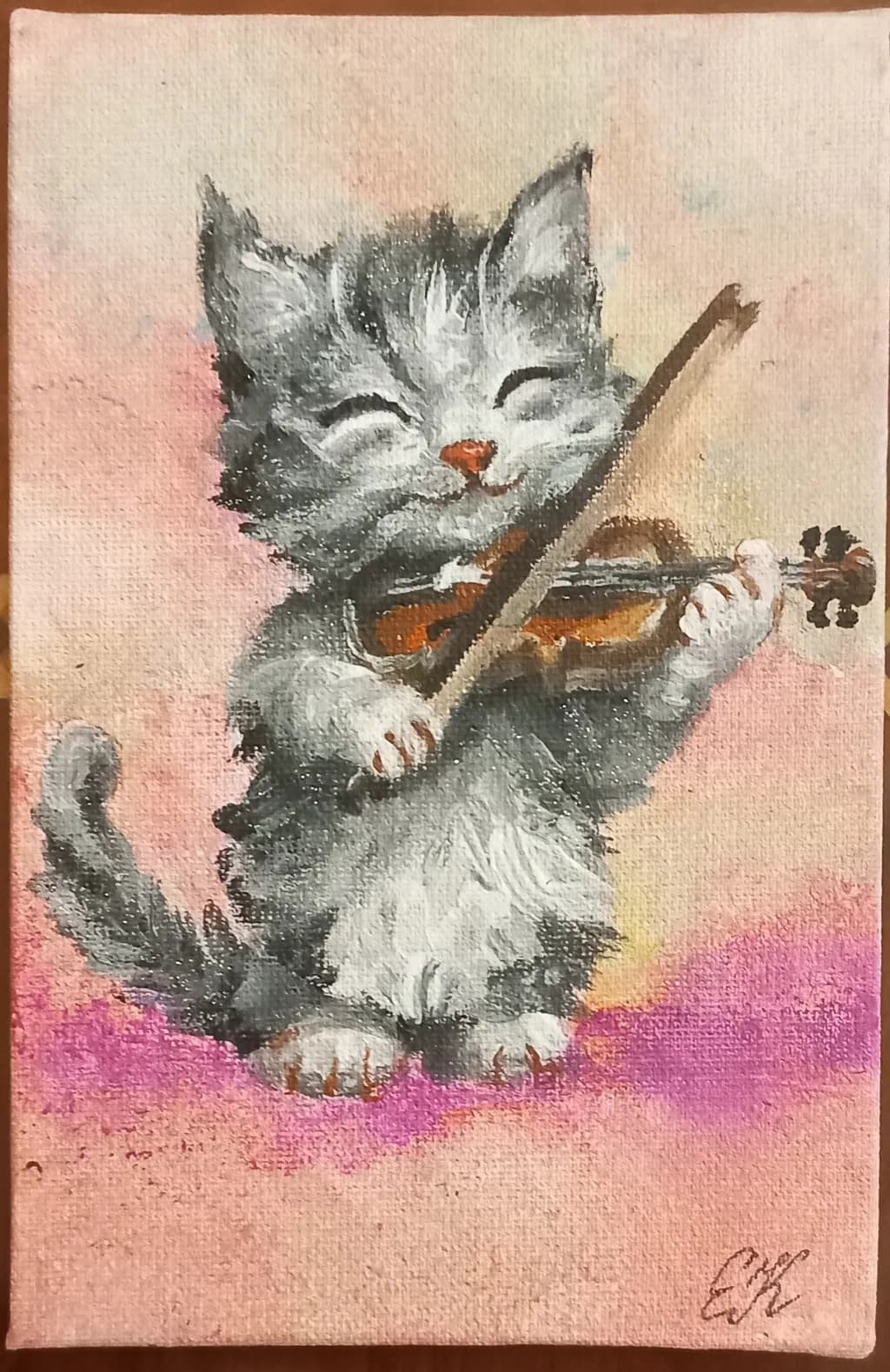 Whimsical Melody: A Playful Cat Serenading with a Violin