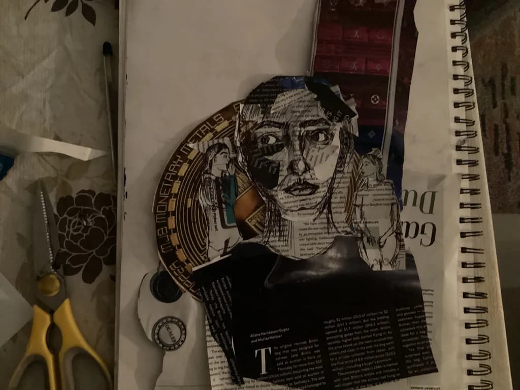 Fragmented Reflections: A Mixed-Media Portrait of Identity and Expression