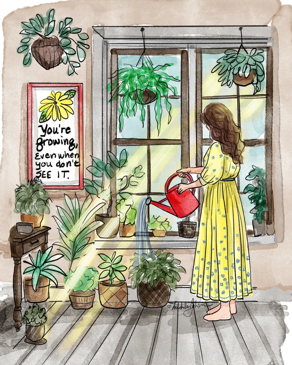Nurturing Growth: A Serene Moment in a Sunlit Garden