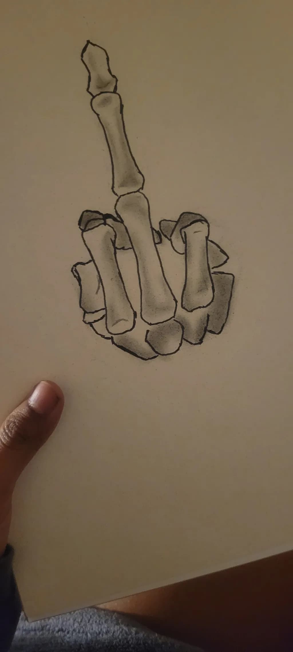 Rebellious Anatomy: A Bold Gesture in Bone Artistry