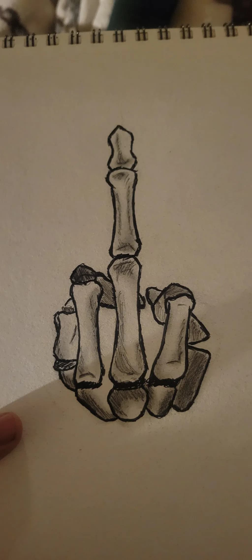 Rebellious Elegance: A Skeletal Gesture of Defiance