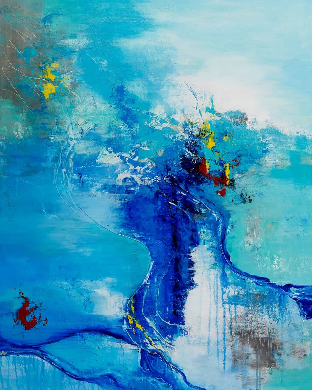 Whispers of the Ocean: An Abstract Journey Through Blue and Gold