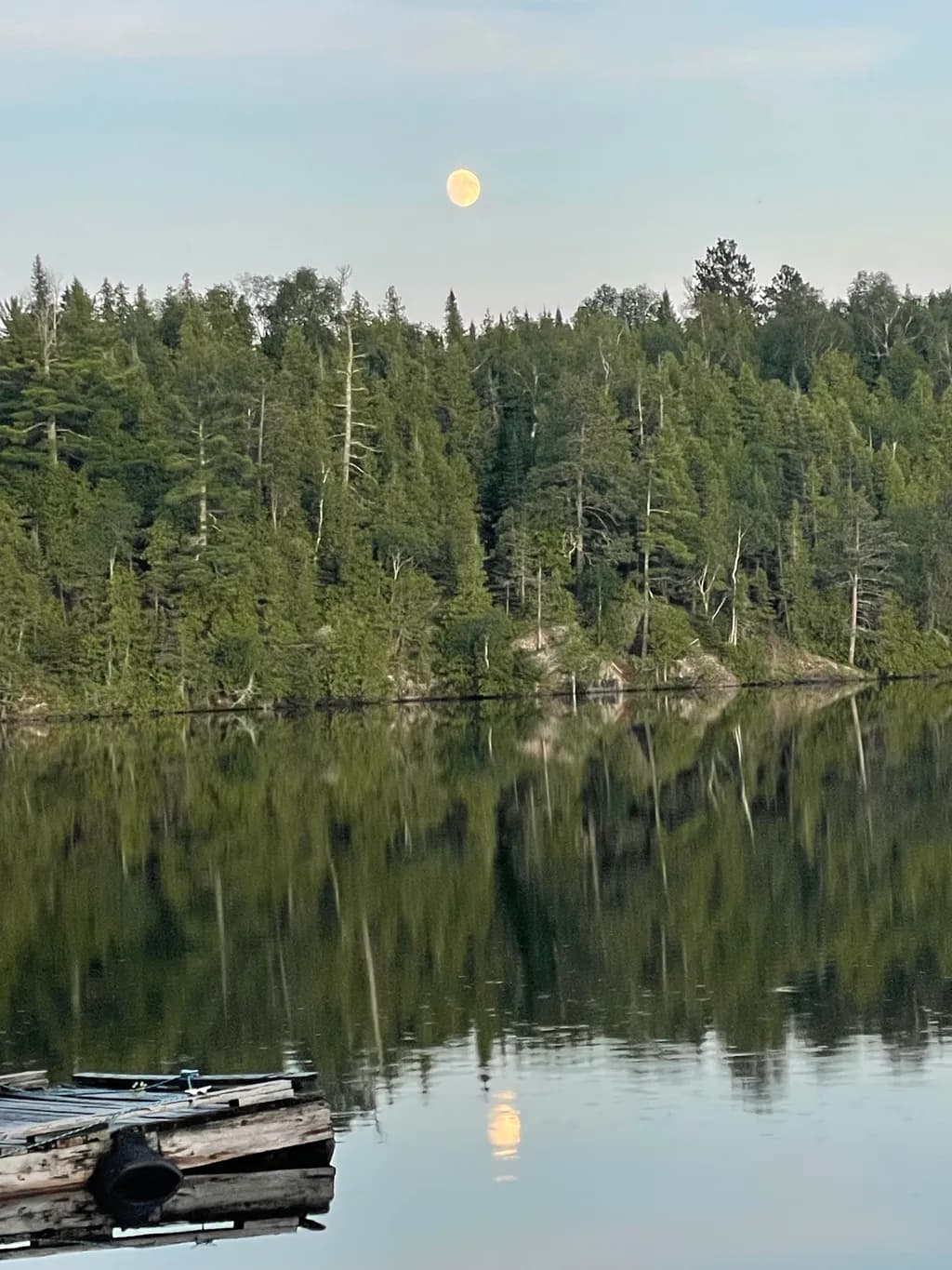 Moonlit Reflections: A Serene Evening by the Lake