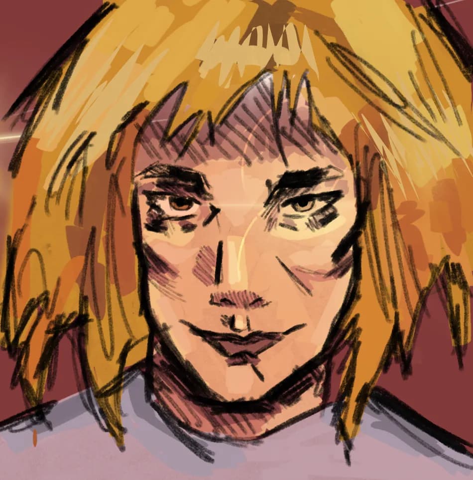 Vibrant Expression: A Stylized Portrait of Character and Emotion