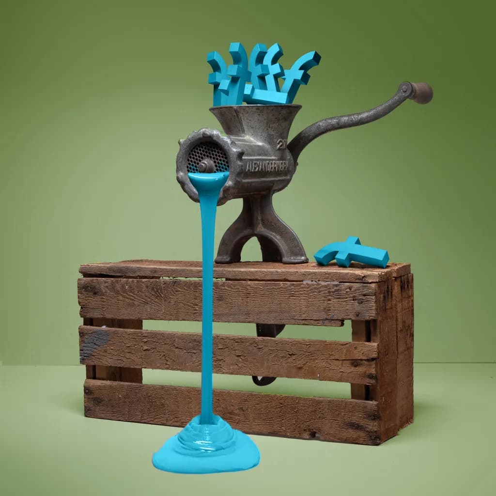 Creative Flow: The Blue Grinder's Abstract Expression