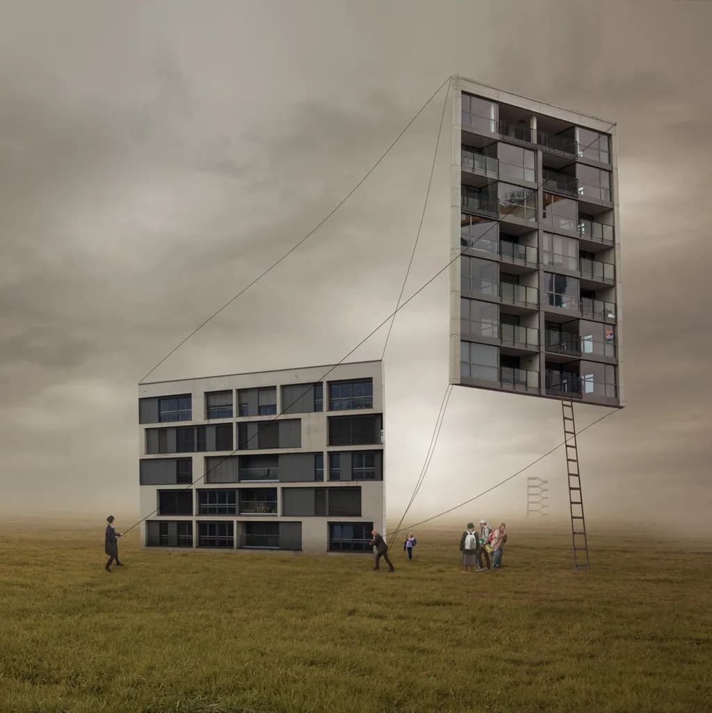 Elevated Dreams: A Surreal Exploration of Architecture and Community
