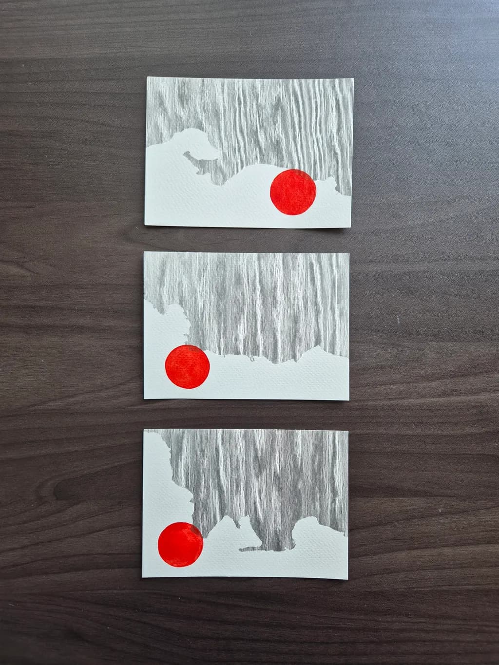 Red Moon Landscape Triptych