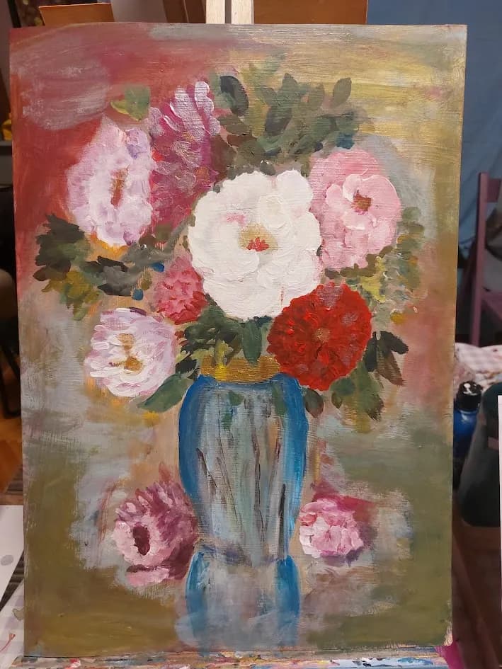 Whispers of Spring: A Vibrant Floral Symphony in Blue Vase