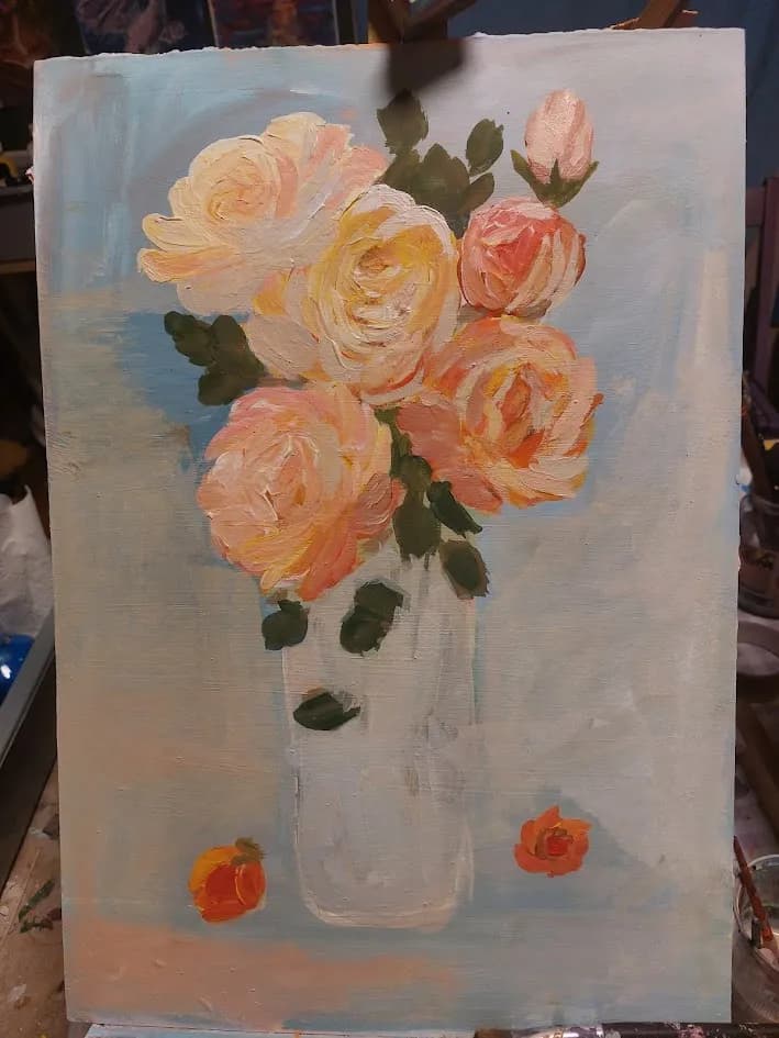 Whispers of Spring: A Delicate Bouquet of Roses in Soft Pastels