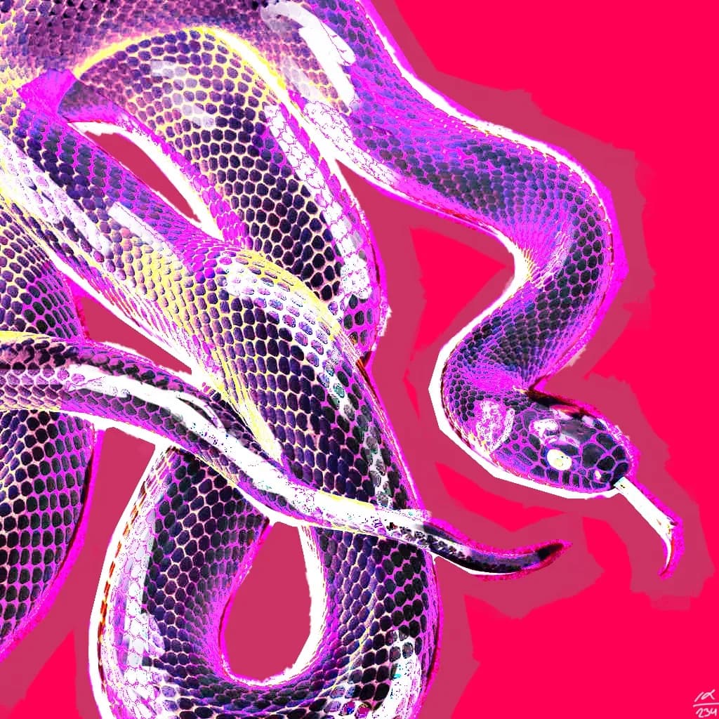 Vibrant Serpent: An Abstract Dance of Color and Texture