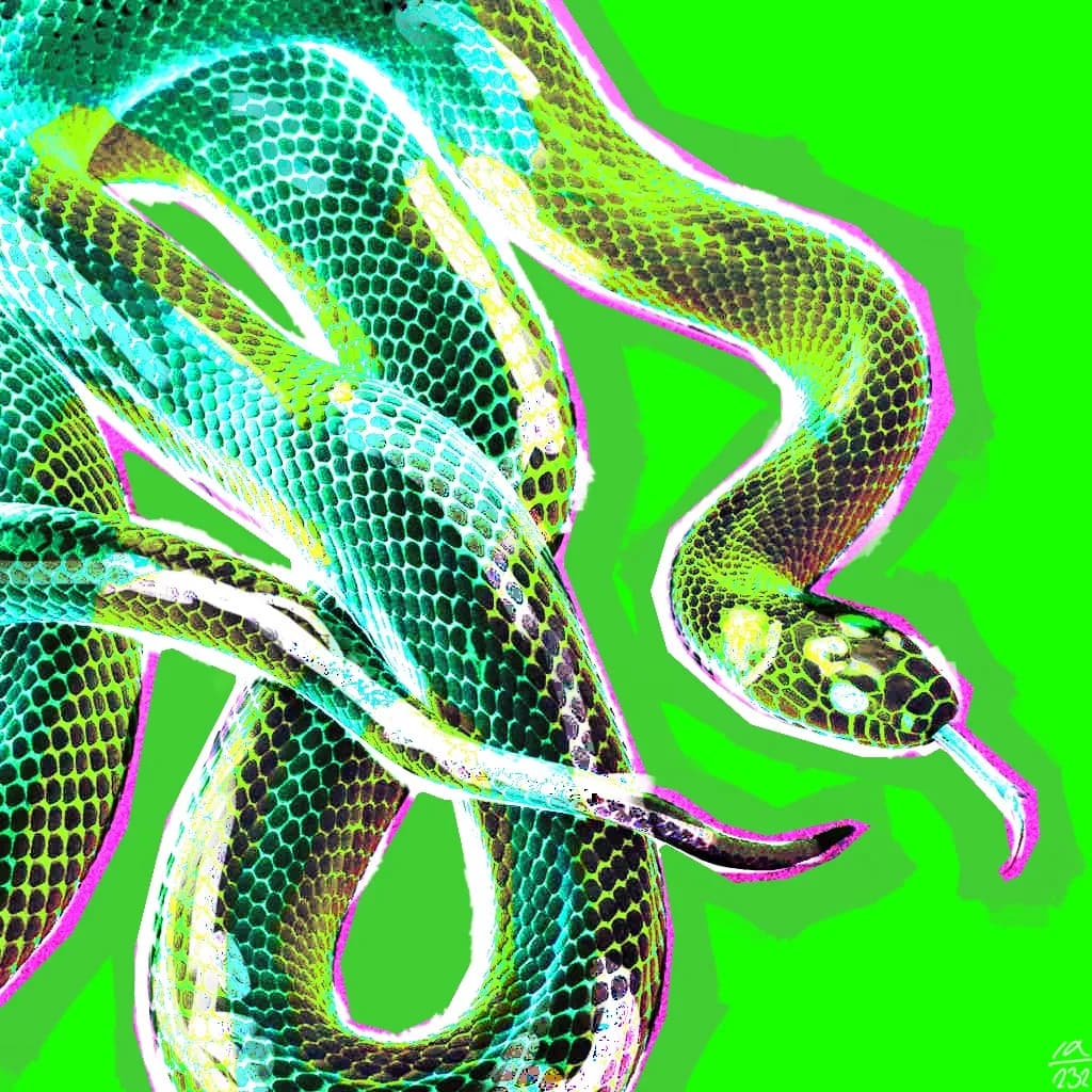 Vibrant Serpent: A Neon Dance of Scales and Shadows