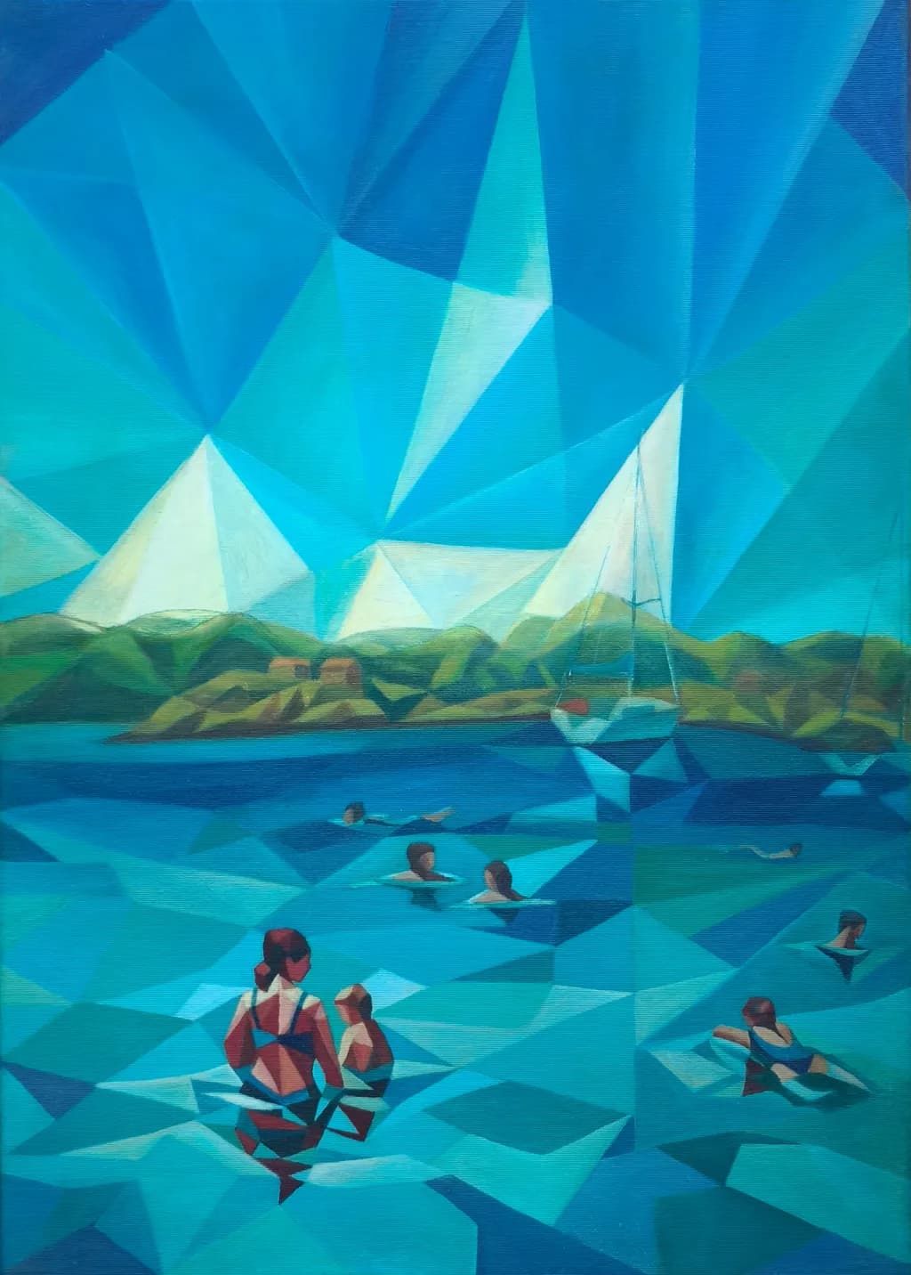 Geometric Lake Sailboats