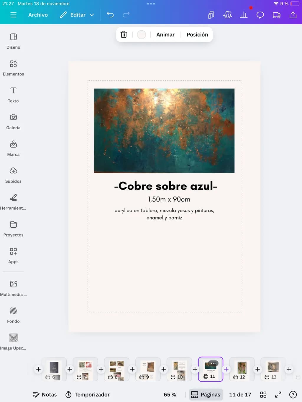 Cobre sobre Azul