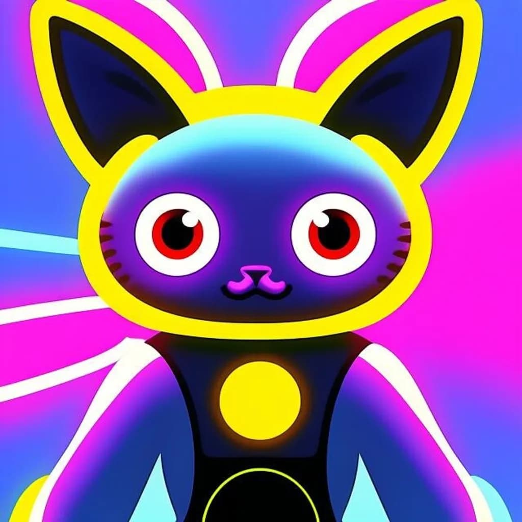 Neon Cat Portrait