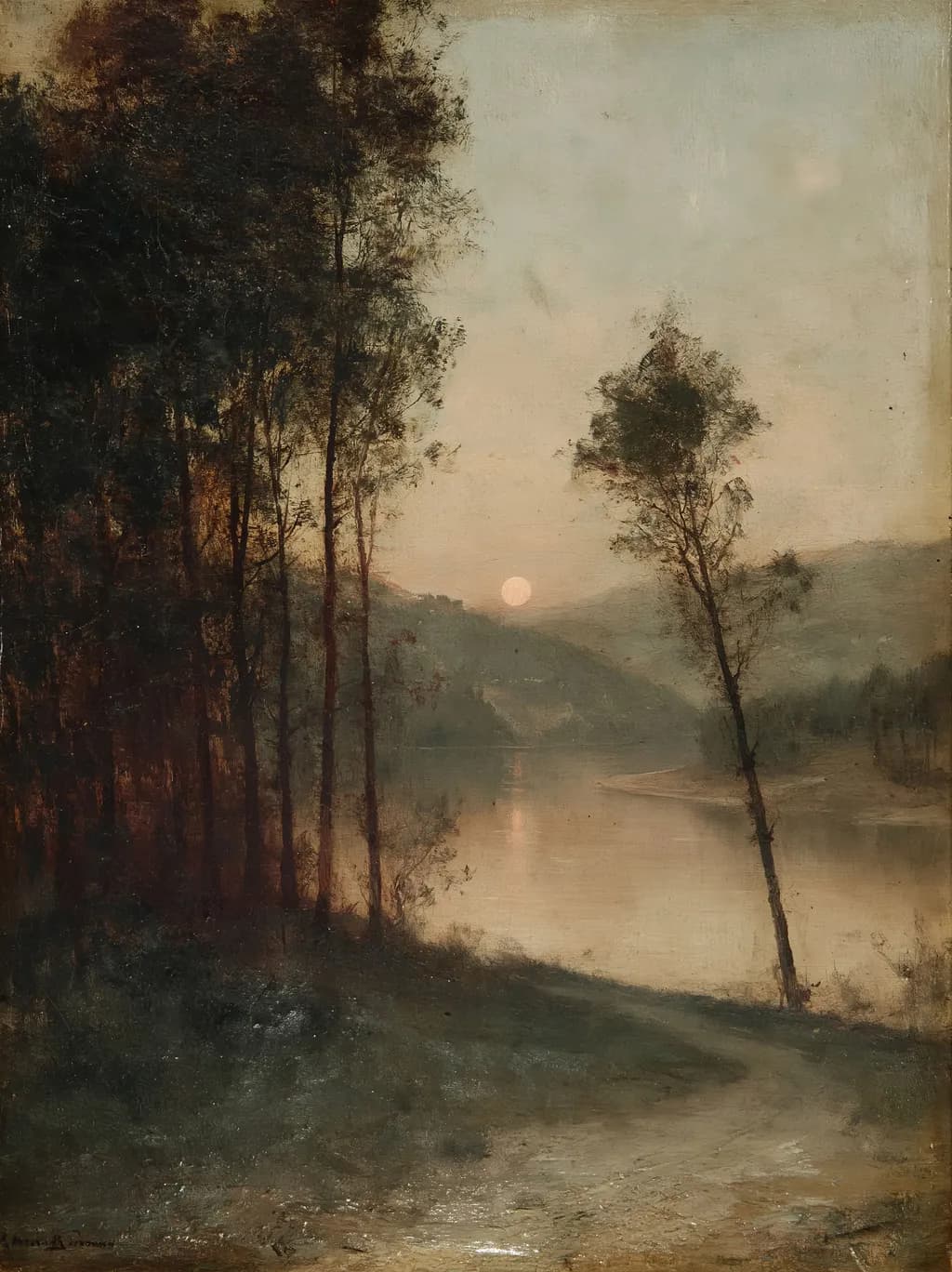 Misty River Sunset