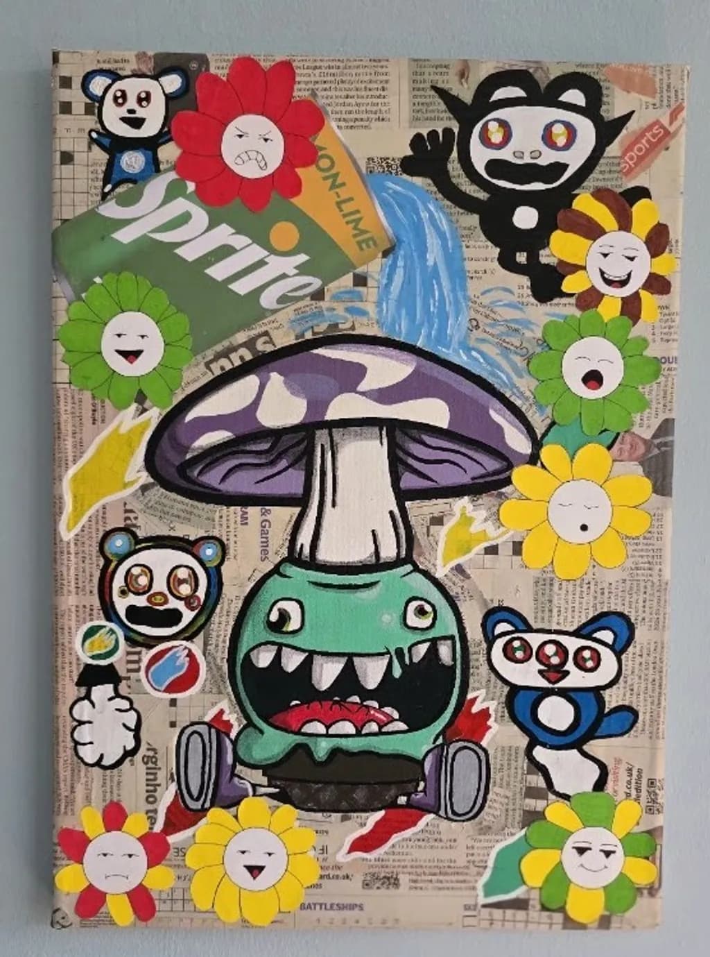 The Mushroom Kingdom, 2024,  Acrylic on Canvas, A3 size, 29.7 x 42cm,11.7 x 16.5 (inch), Date: 27th-8th April 2024