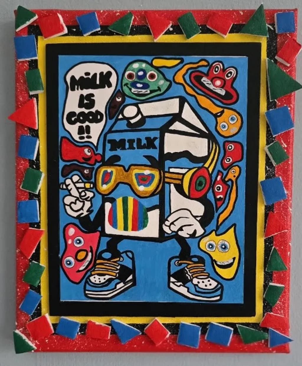 The Milk, 2024, Handmade Foamboard Framework,15cm x 20cm, Acrylic on canvas Canvas Size: 25.4 x 20.3cm, 254 x 203mm, 10 x 8 (inch)