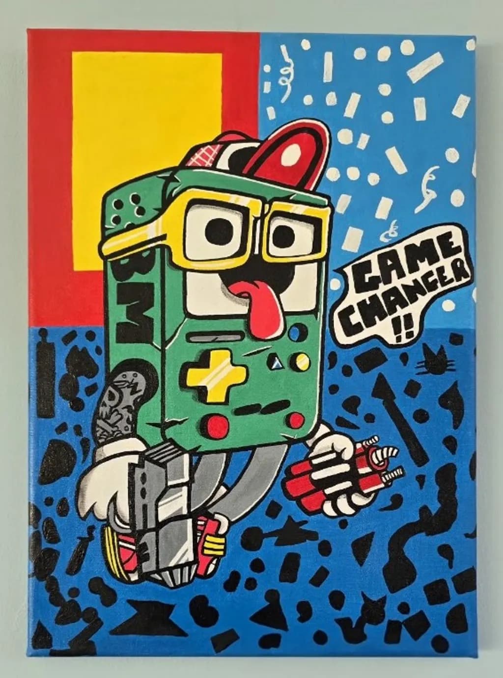 Gameboy Challenger, 2024, Acrylic on Canvas, A3 size, 29.7 x 42cm, 11.7 x 16.5 (inch), Date: 11th-19th March 2024