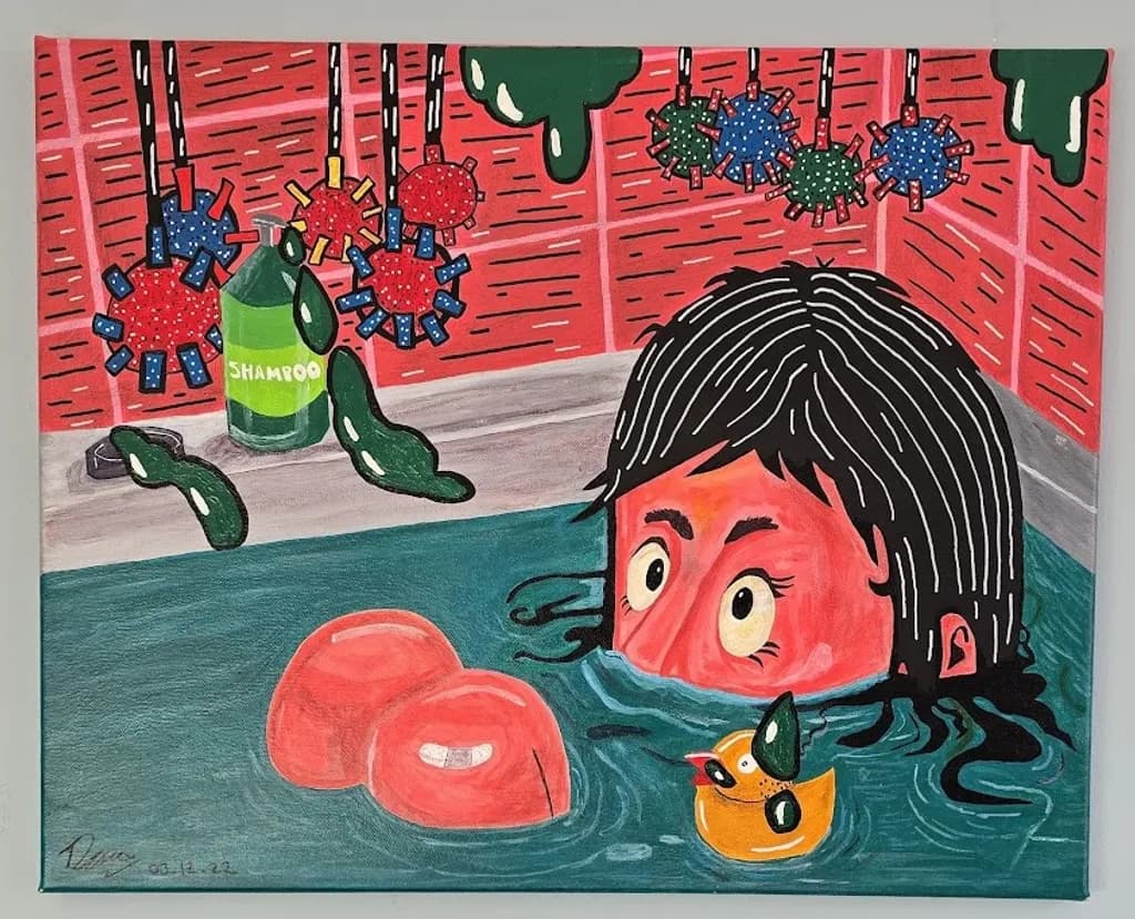 The Barthroom Symtoms, 2022, Acrylic on canvas, 50 x 40cm, 19.69 x 19 x 75 (inch)