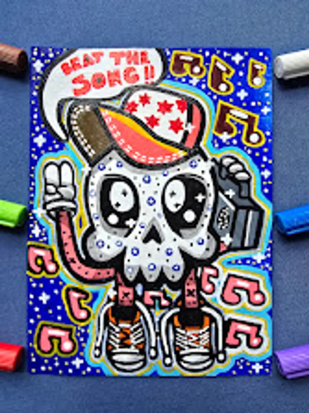 Skull Celebration Skull, 2025, A5 Paper, 148 x 210mm, 5.8 x 8.3 (inch), Acrylic & Printmaking