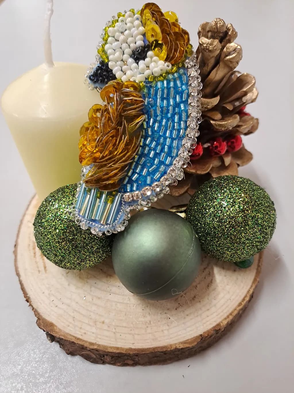 Festive Beaded Candle Decor