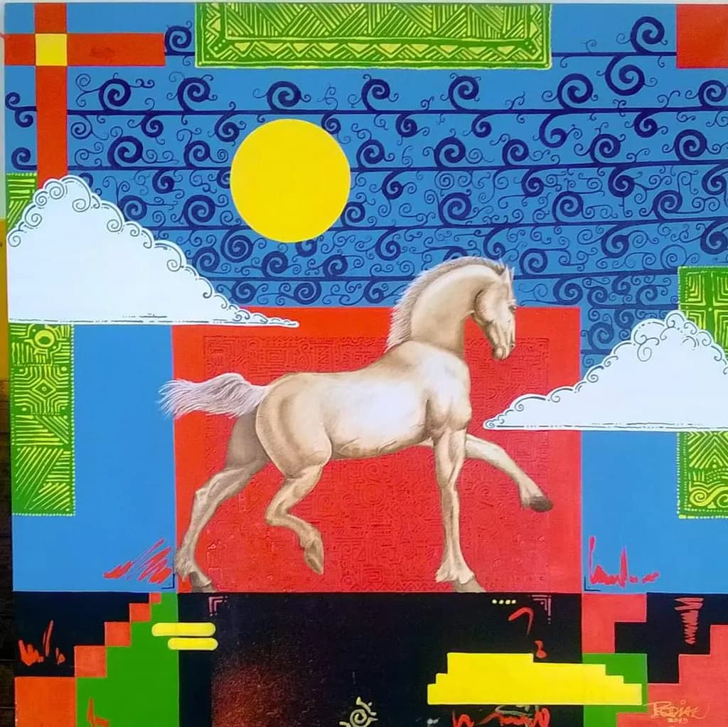 Sunlit Horse in Abstractscape