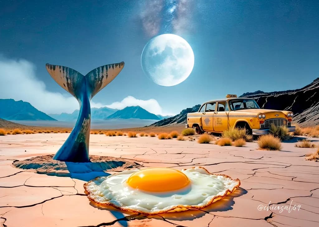 Cab, Egg, and Whale Scene